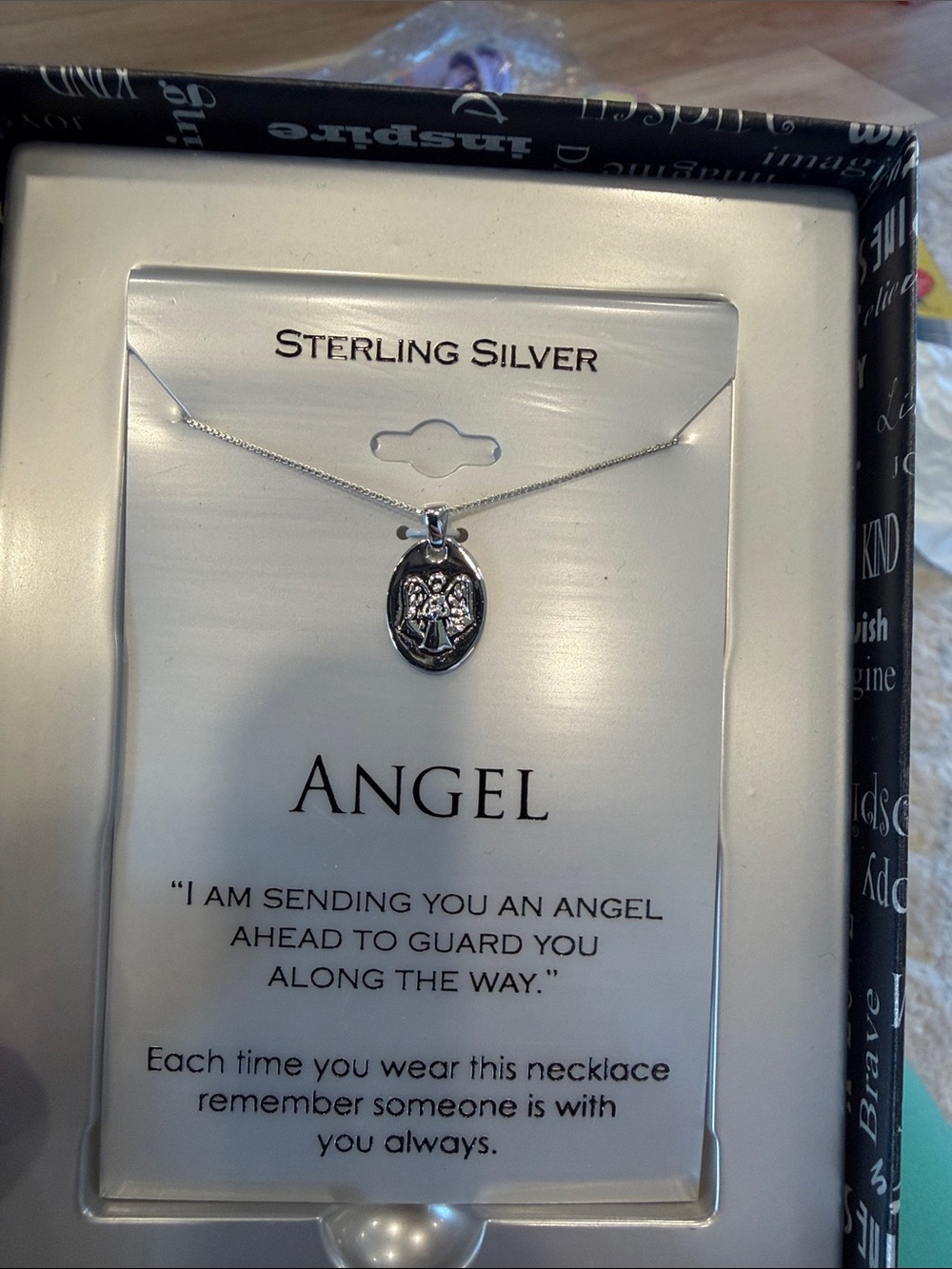 Sterling Silver Angel Pendant Necklace - Silver